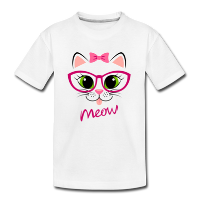 Meow Kitty Cat Kids T-Shirt - white