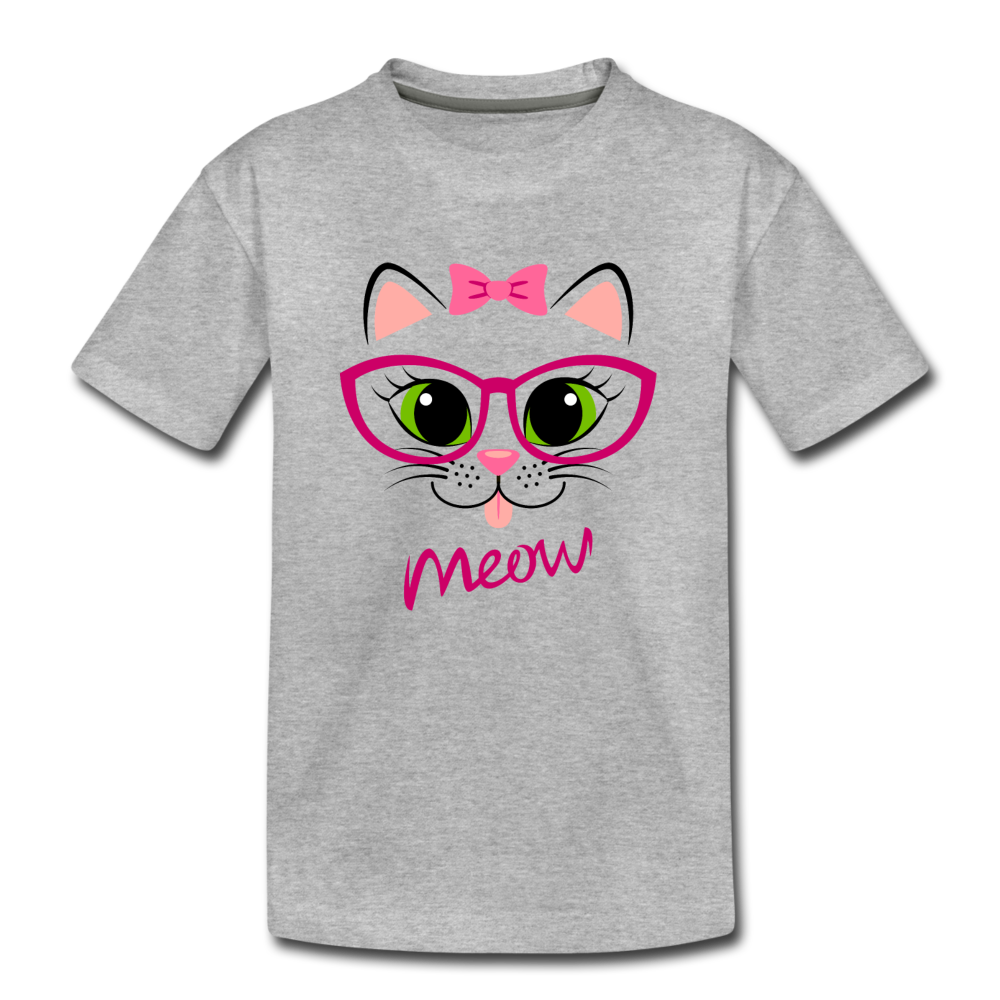 Meow Kitty Cat Kids T-Shirt - heather gray