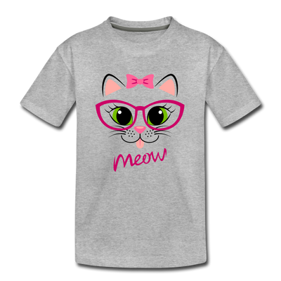 Meow Kitty Cat Kids T-Shirt - heather gray