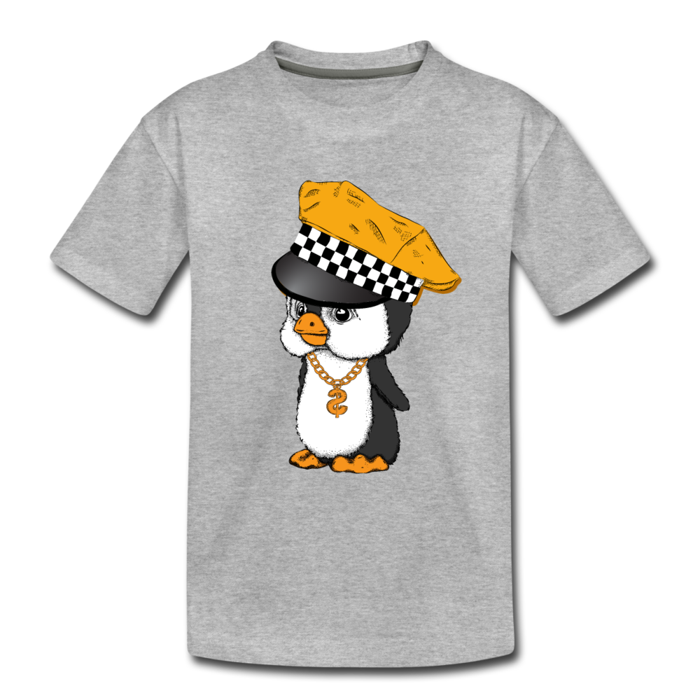 Taxi Penguin Kids T-Shirt - heather gray