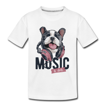 Music Dog Headphones Kids T-Shirt - white