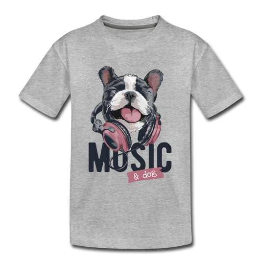 Music Dog Headphones Kids T-Shirt - heather gray