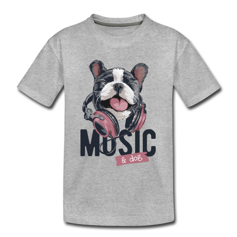 Music Dog Headphones Kids T-Shirt - heather gray