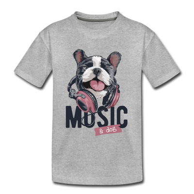 Music Dog Headphones Kids T-Shirt - heather gray