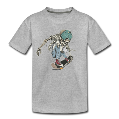 Skeleton Skater Kids T-Shirt - heather gray