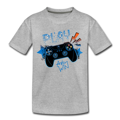Play and Win Gamer Kids T-Shirt - heather gray