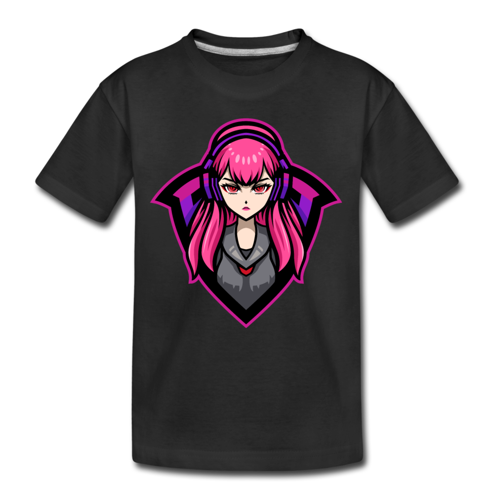 Cartoon Girl Kids T-Shirt - black