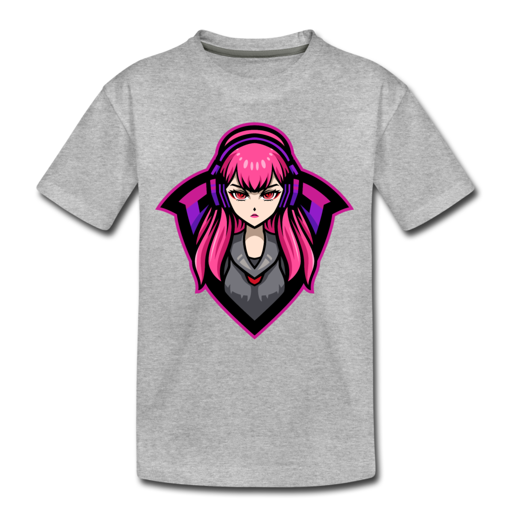 Cartoon Girl Kids T-Shirt - heather gray