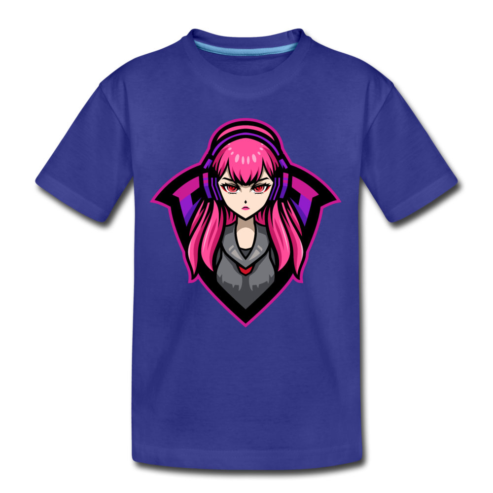 Cartoon Girl Kids T-Shirt - royal blue