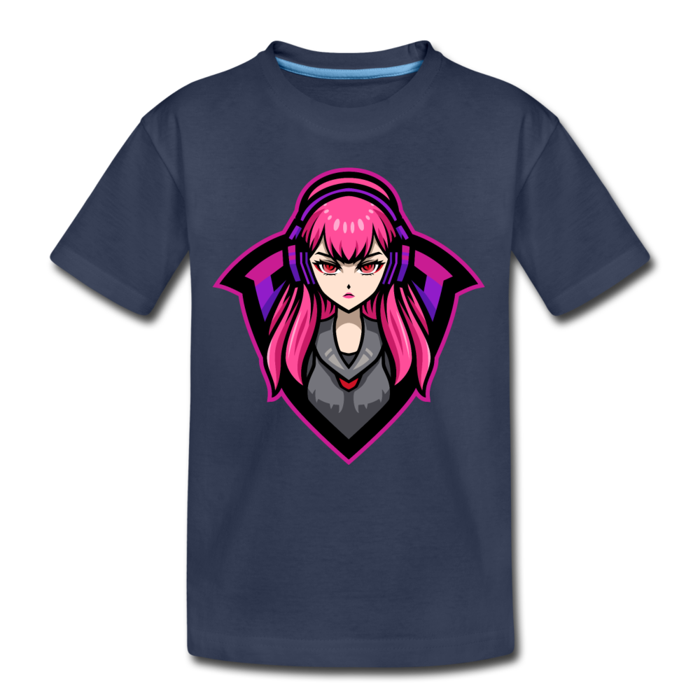 Cartoon Girl Kids T-Shirt - navy