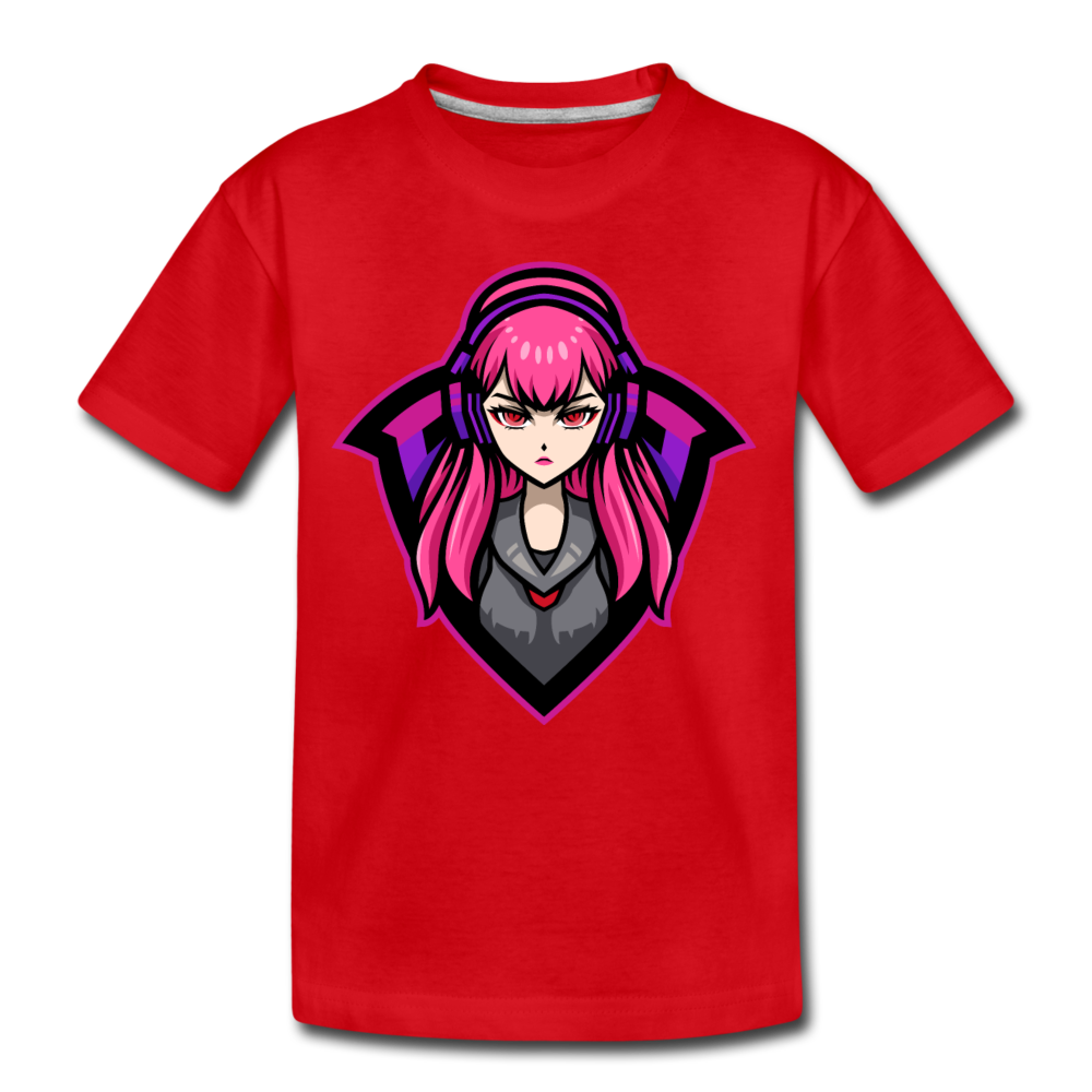 Cartoon Girl Kids T-Shirt - red