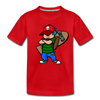 Skater Boy Cartoon Kids T-Shirt - red