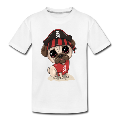 Pirate Dog Cartoon Kids T-Shirt - white