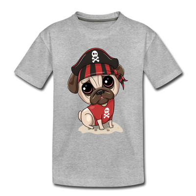 Pirate Dog Cartoon Kids T-Shirt - heather gray
