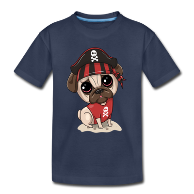 Pirate Dog Cartoon Kids T-Shirt - navy