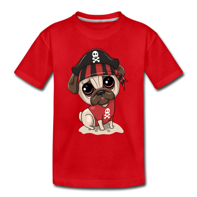 Pirate Dog Cartoon Kids T-Shirt - red