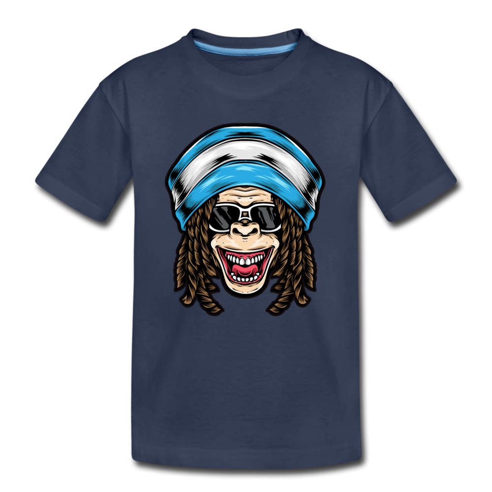Monkey Dread Locks Kids T-Shirt - navy