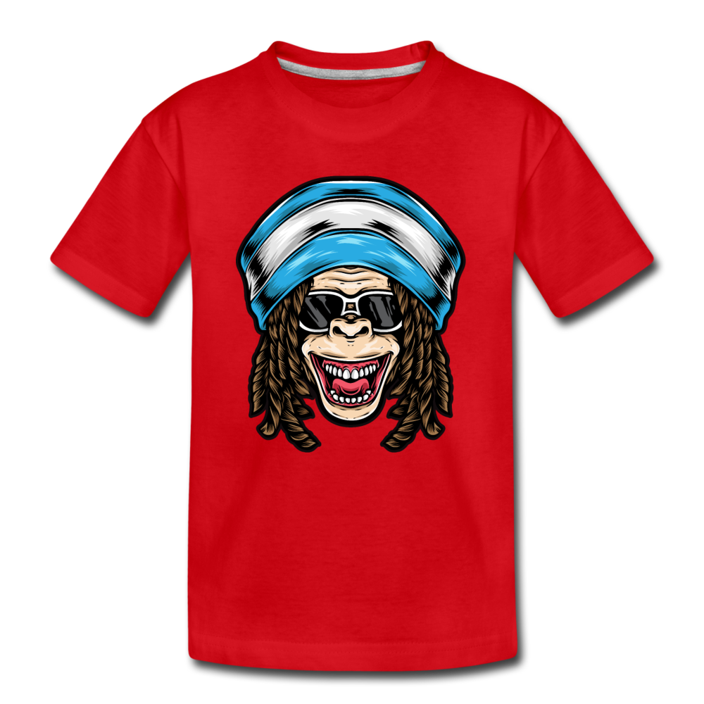 Monkey Dread Locks Kids T-Shirt - red