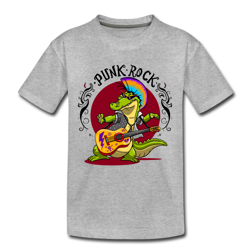Punk Rock Guitar Gator Kids T-Shirt - heather gray