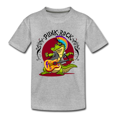 Punk Rock Guitar Gator Kids T-Shirt - heather gray