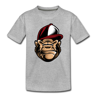 Gorilla Hat Cartoon Kids T-Shirt - heather gray