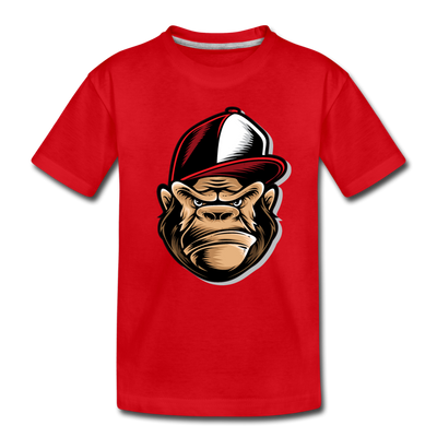 Gorilla Hat Cartoon Kids T-Shirt - red