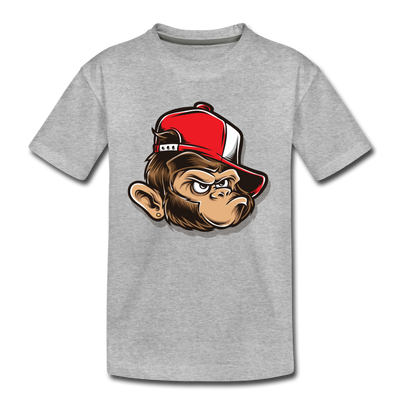 Monkey Hat Cartoon Kids T-Shirt - heather gray