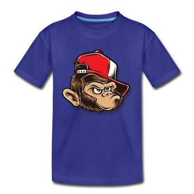 Monkey Hat Cartoon Kids T-Shirt - royal blue