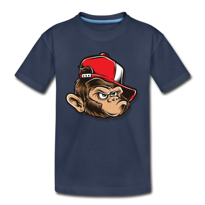 Monkey Hat Cartoon Kids T-Shirt - navy