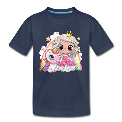 Princess Unicorn Cartoon Kids T-Shirt - navy