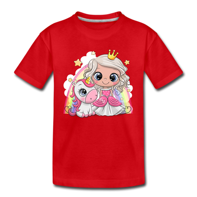 Princess Unicorn Cartoon Kids T-Shirt - red