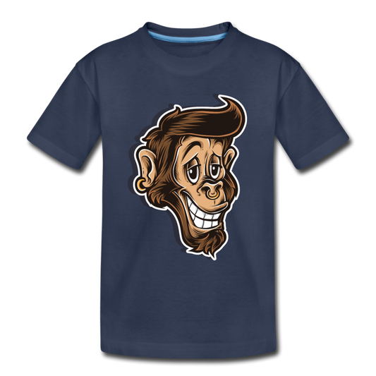 Monkey Cartoon Kids T-Shirt - navy
