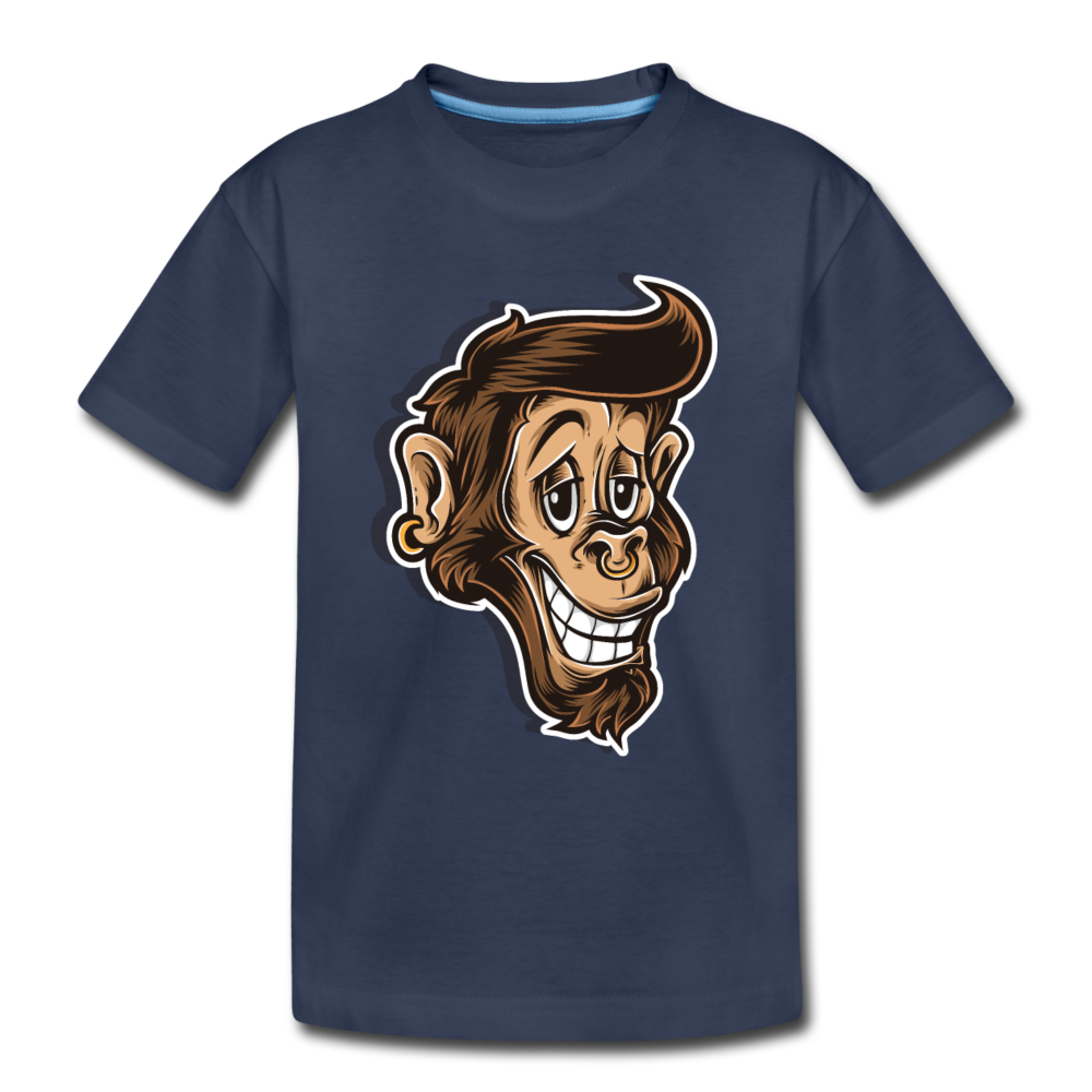 Monkey Cartoon Kids T-Shirt - navy