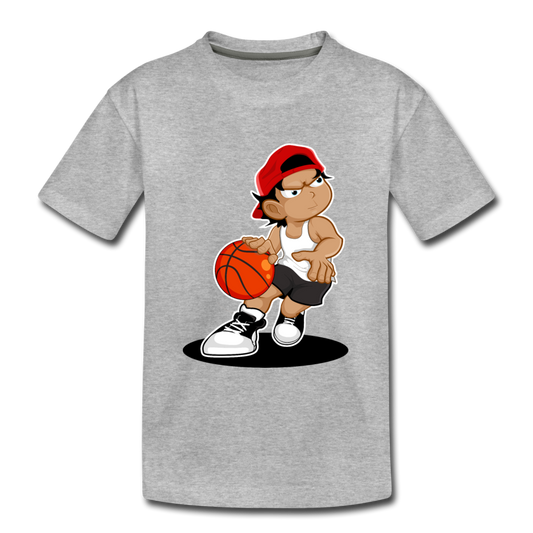 Basketball Cartoon Kids T-Shirt - heather gray