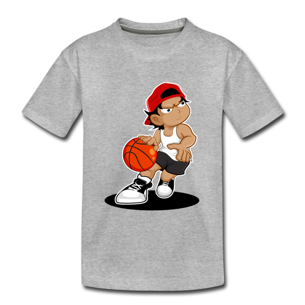 Basketball Cartoon Kids T-Shirt - heather gray