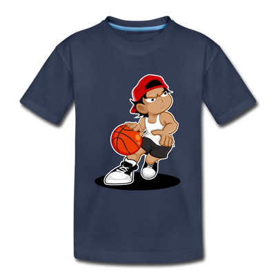Basketball Cartoon Kids T-Shirt - navy