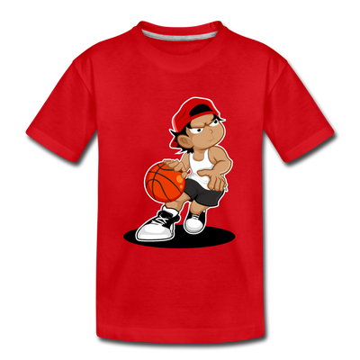 Basketball Cartoon Kids T-Shirt - red