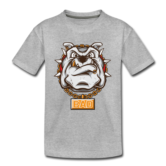 Bulldog Cartoon Kids T-Shirt - heather gray