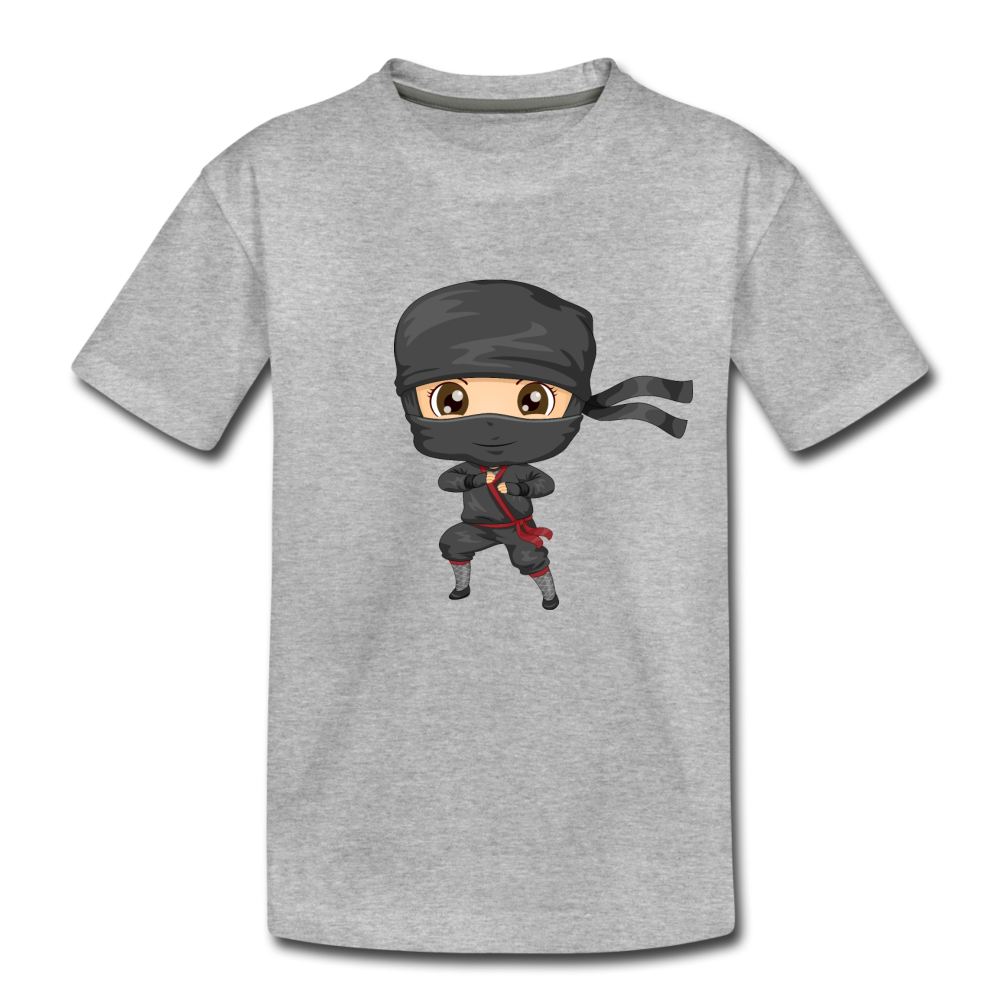Ninja Cartoon Kids T-Shirt - heather gray
