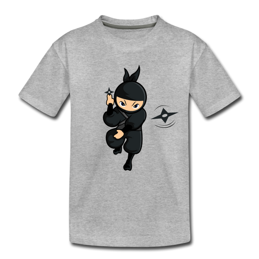 Ninja Cartoon Kids T-Shirt - heather gray