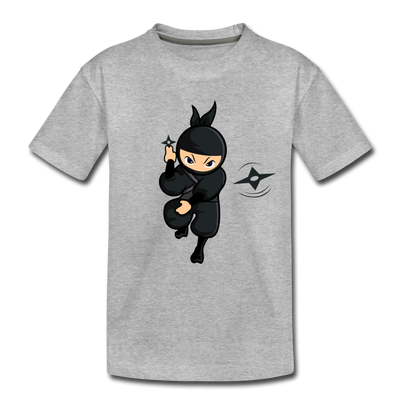Ninja Cartoon Kids T-Shirt - heather gray