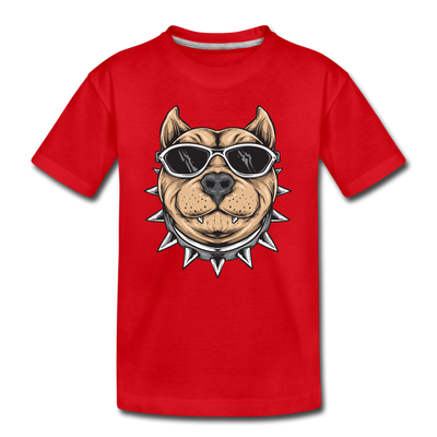 Dog Sunglasses Cartoon Kids T-Shirt - red