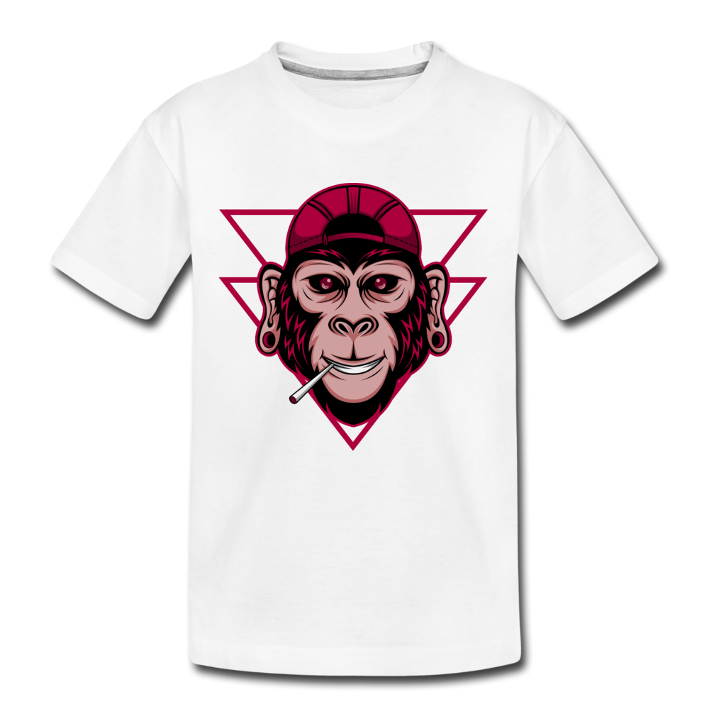 Monkey Hat Cartoon Kids T-Shirt - white