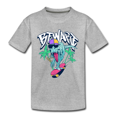 Dinosaur Skater Kids T-Shirt - heather gray