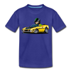 Yellow Sports Car Cartoon Kids T-Shirt - royal blue