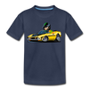 Yellow Sports Car Cartoon Kids T-Shirt - navy