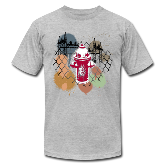 Abstract Fire Hydrant Fence T-Shirt - heather gray