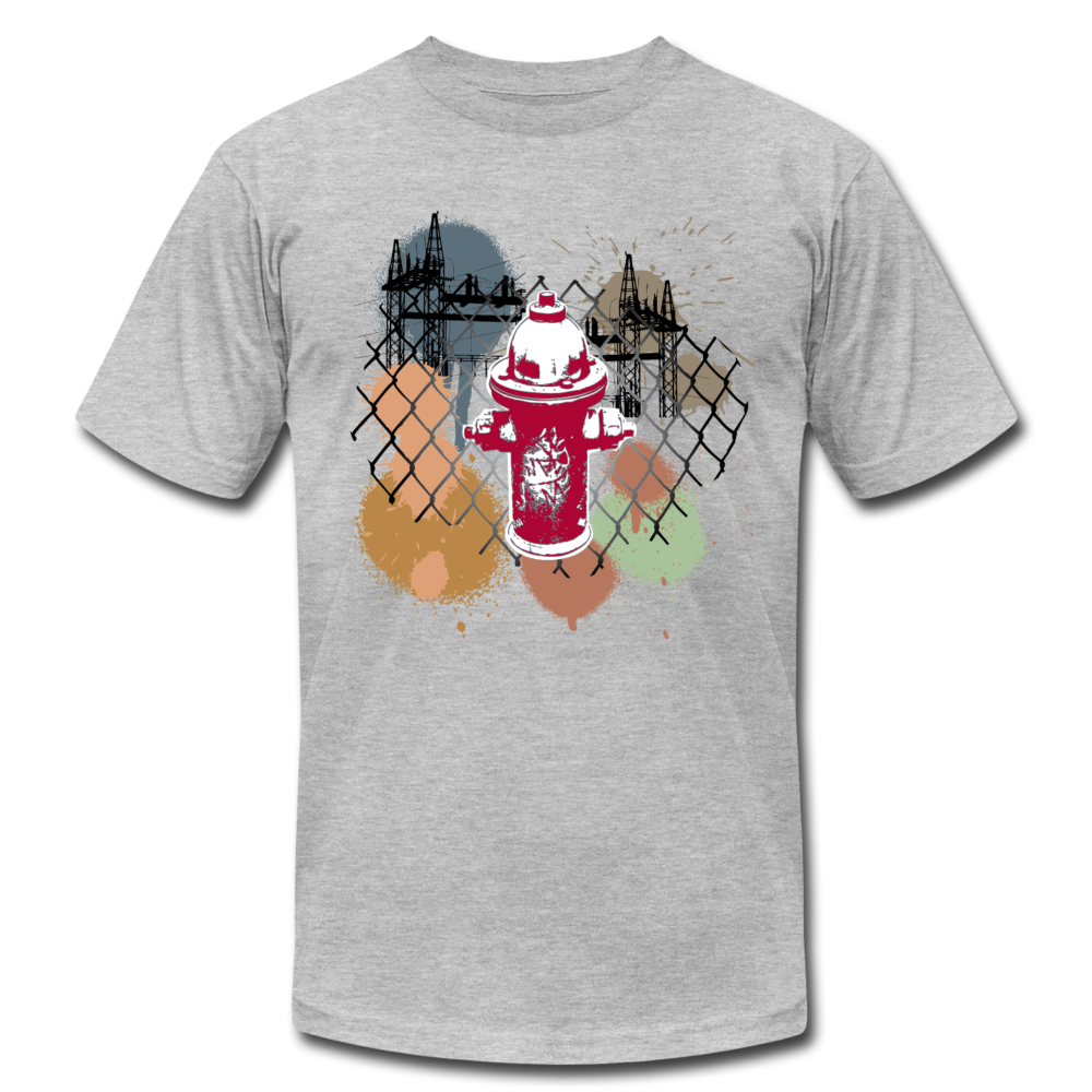 Abstract Fire Hydrant Fence T-Shirt - heather gray
