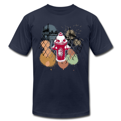 Abstract Fire Hydrant Fence T-Shirt - navy