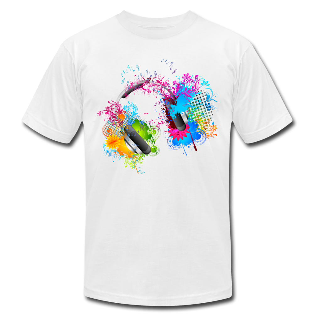 Colorful Abstract Floral Headphones T-Shirt - white